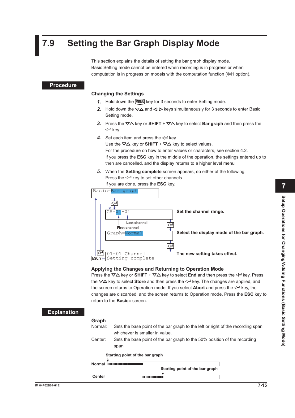 9 setting the bar graph display mode, 9 setting the bar graph display mode -15, 9 settng the bar graph dsplay mode | App index | Yokogawa µR20000 User Manual | Page 152 / 263