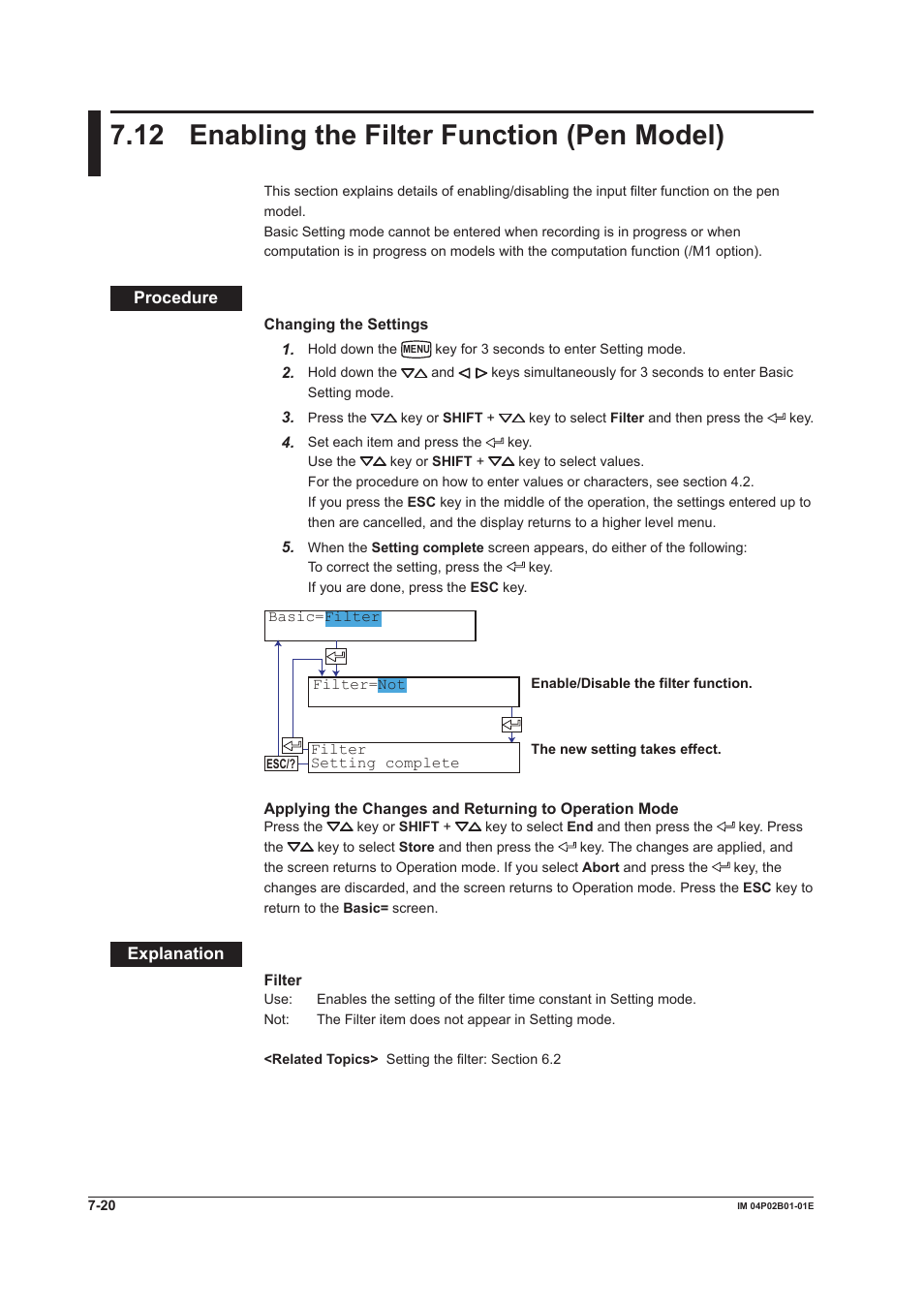 12 enabling the filter function (pen model), 12 enabling the filter function (pen model) -20, 12 enablng the flter functon (pen model) | Yokogawa µR20000 User Manual | Page 157 / 263