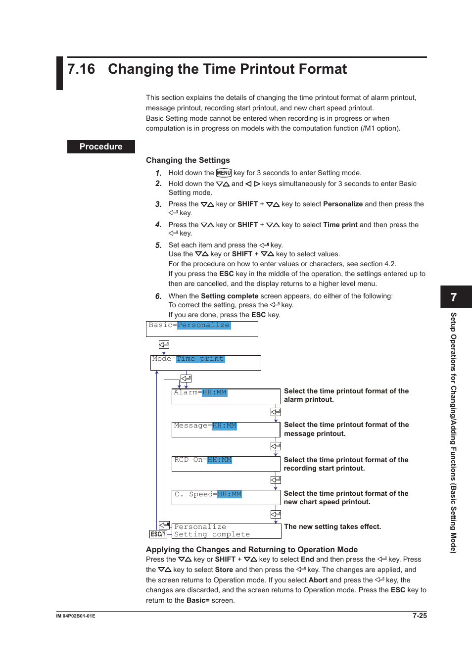 16 changing the time printout format, 16 changing the time printout format -25, 16 changng the tme prntout format | App index | Yokogawa µR20000 User Manual | Page 162 / 263