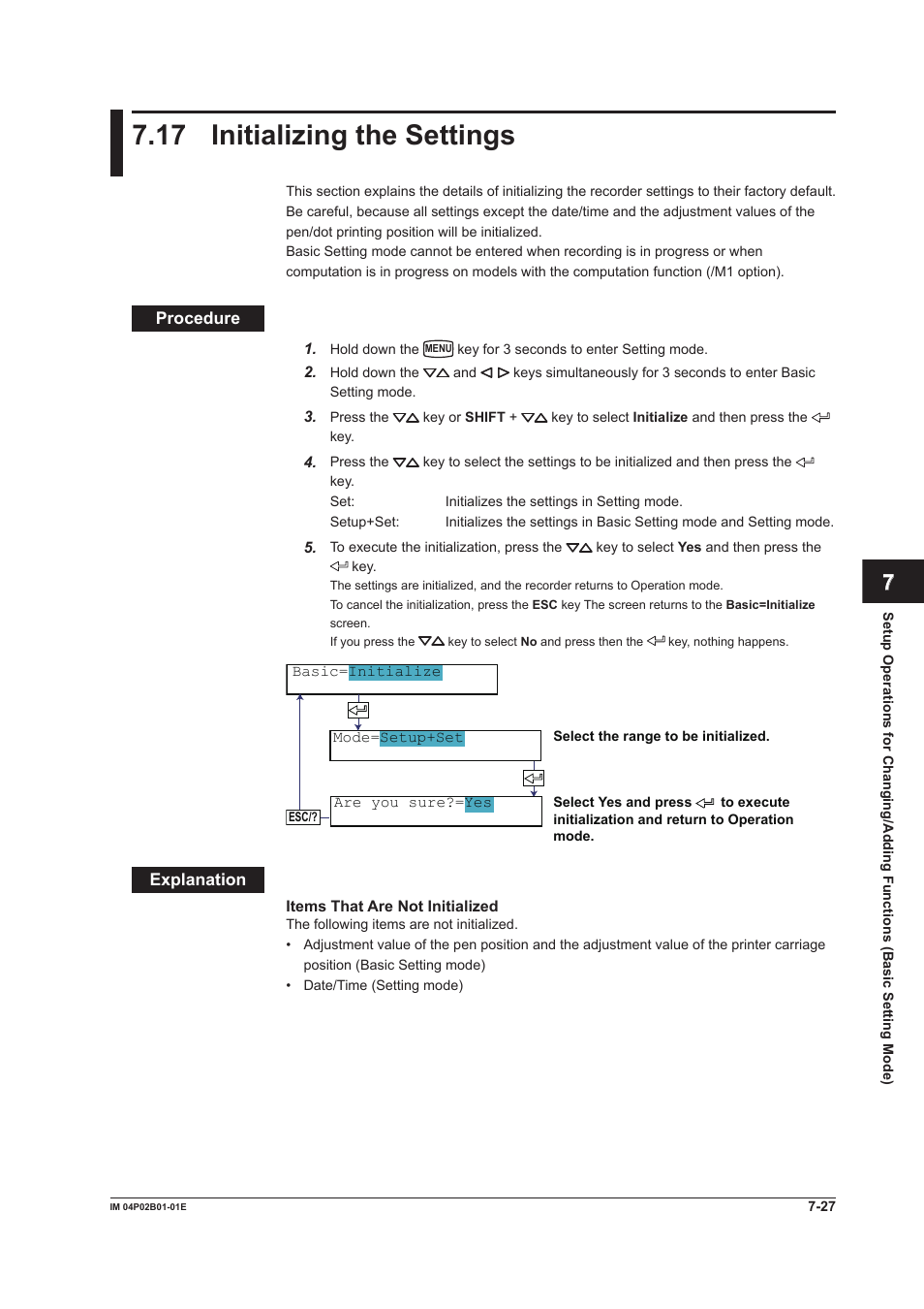 17 initializing the settings, 17 initializing the settings -27, 17 intalzng the settngs | App index | Yokogawa µR20000 User Manual | Page 164 / 263