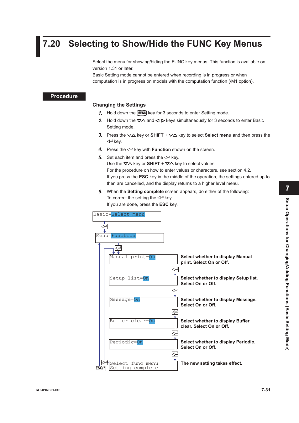 20 selecting to show/hide the func key menus, 20 selecting to show/hide the func key menus -31, 20 selectng to show/hde the func key menus | Yokogawa µR20000 User Manual | Page 168 / 263