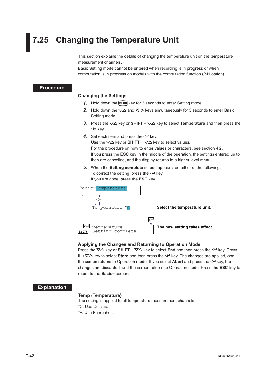 25 changing the temperature unit, 25 changing the temperature unit -42, 25 changng the temperature unt | Yokogawa µR20000 User Manual | Page 179 / 263