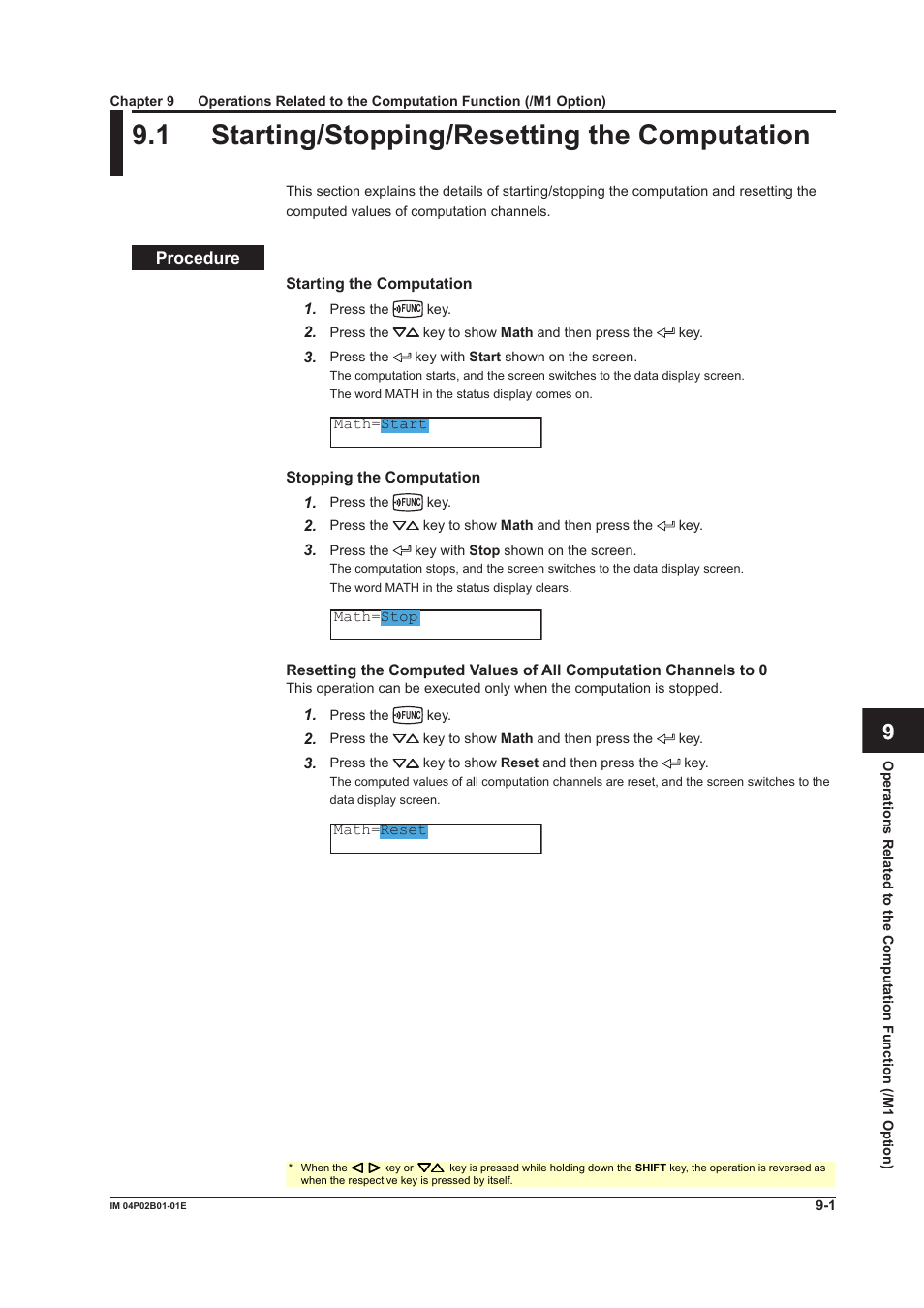 1 starting/stopping/resetting the computation, 1 starting/stopping/resetting the computation -1, 1 startng/stoppng/resettng the computaton | App index | Yokogawa µR20000 User Manual | Page 184 / 263