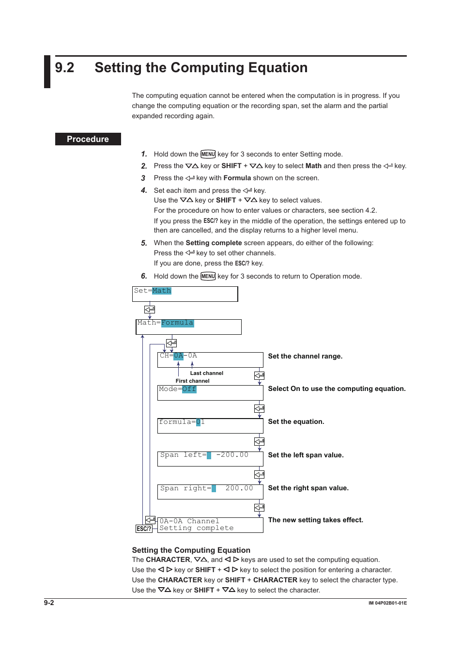 2 setting the computing equation, 2 setting the computing equation -2, 2 settng the computng equaton | Yokogawa µR20000 User Manual | Page 185 / 263