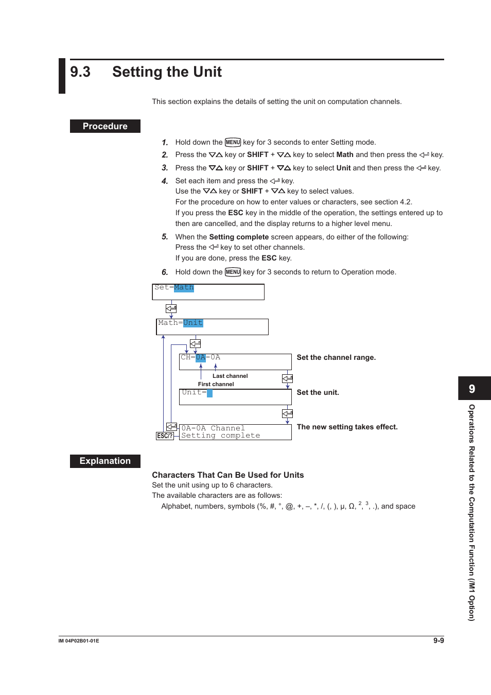 3 setting the unit, 3 setting the unit -9, 3 settng the unt | App index | Yokogawa µR20000 User Manual | Page 192 / 263