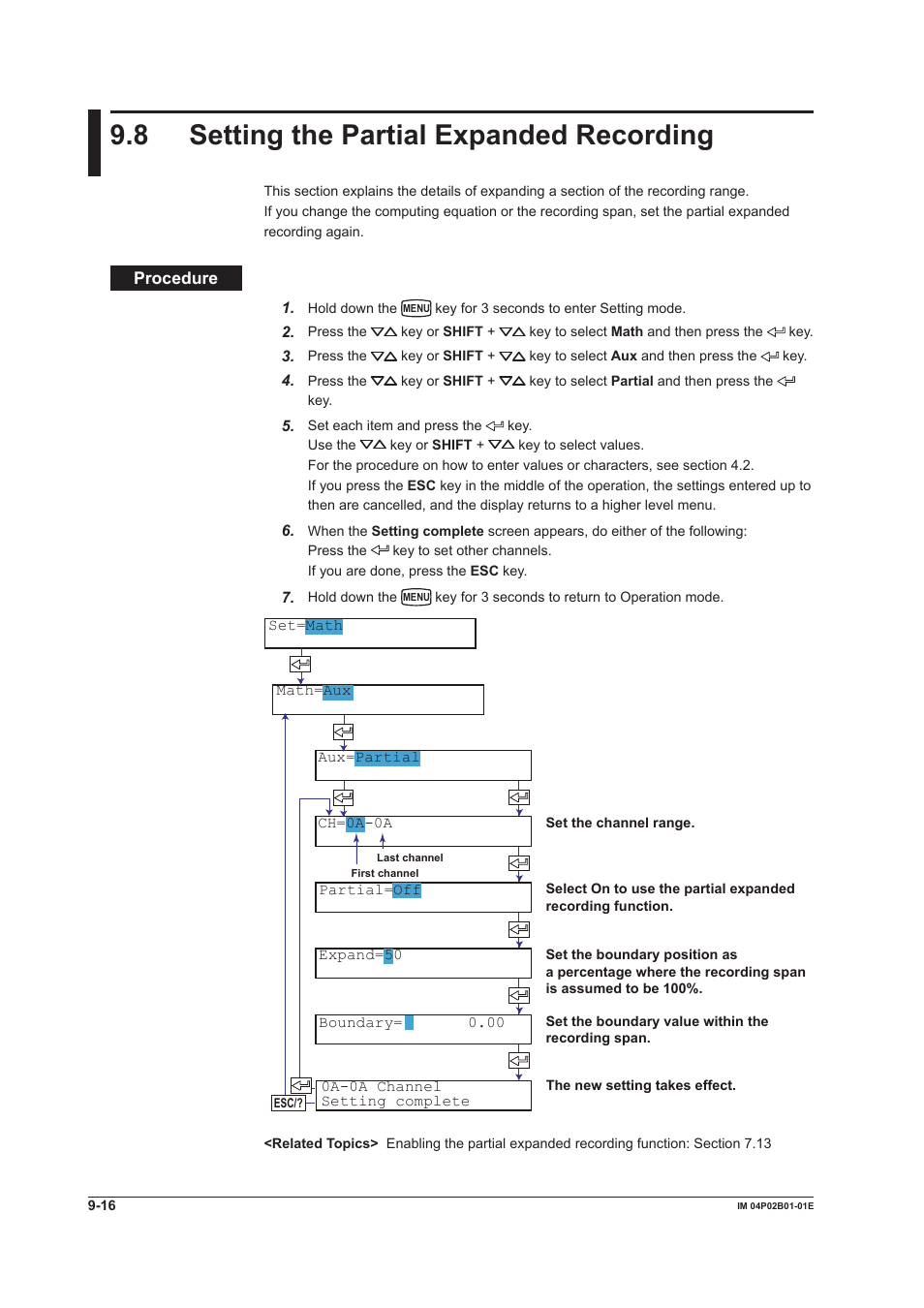 8 setting the partial expanded recording, 8 setting the partial expanded recording -16, 8 settng the partal expanded recordng | Yokogawa µR20000 User Manual | Page 199 / 263