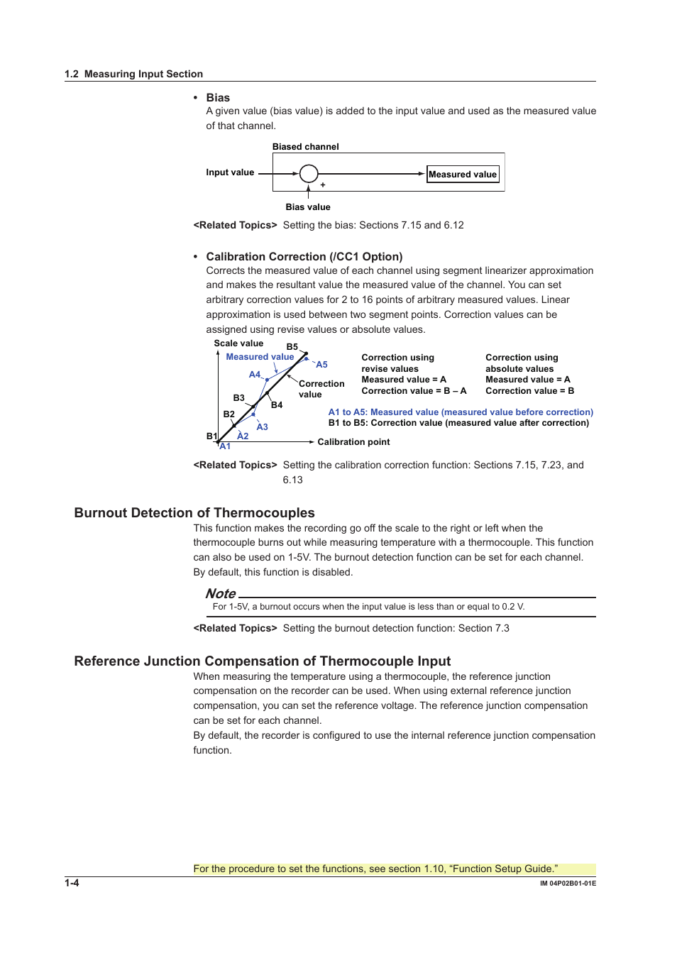 Burnout detecton of thermocouples | Yokogawa µR20000 User Manual | Page 20 / 263