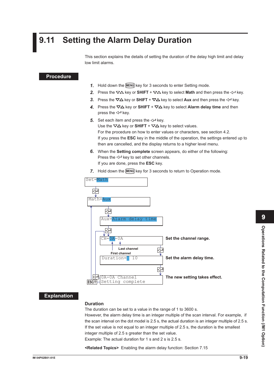 11 setting the alarm delay duration, 11 setting the alarm delay duration -19, 11 settng the alarm delay duraton | Yokogawa µR20000 User Manual | Page 202 / 263
