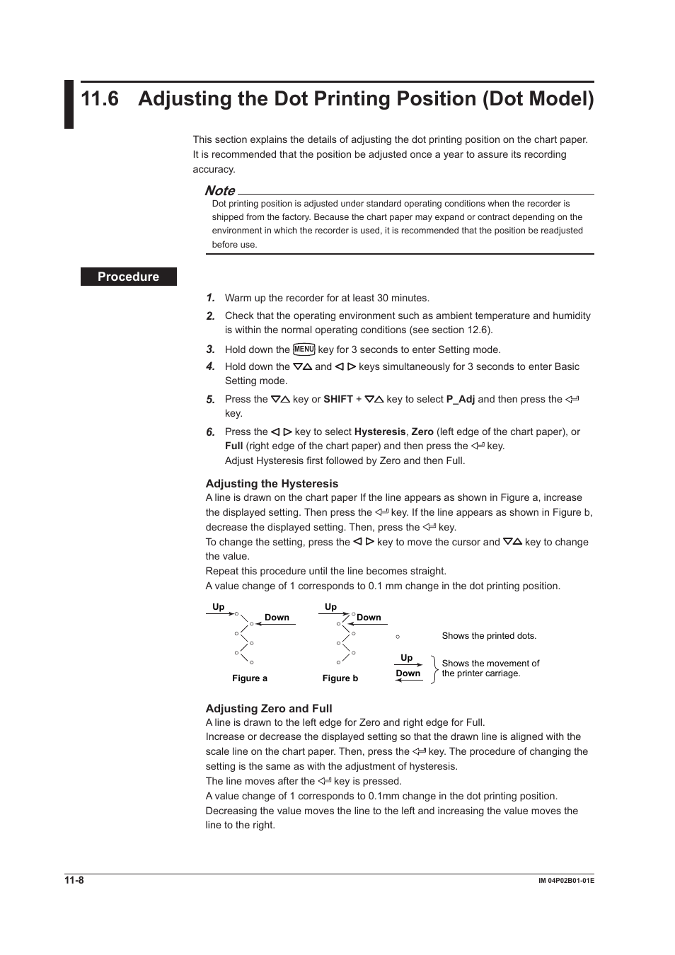 6 adjusting the dot printing position (dot model), 6 adjustng the dot prntng poston (dot model) | Yokogawa µR20000 User Manual | Page 226 / 263