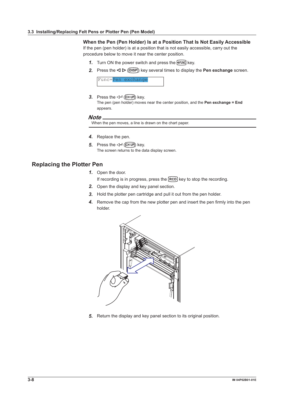 Replacng the plotter pen | Yokogawa µR20000 User Manual | Page 77 / 263