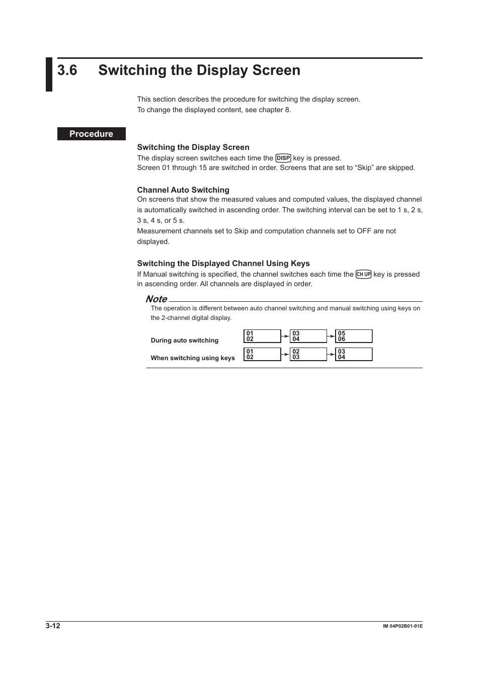 6 switching the display screen, 6 switching the display screen -12, 6 swtchng the dsplay screen | Yokogawa µR20000 User Manual | Page 81 / 263