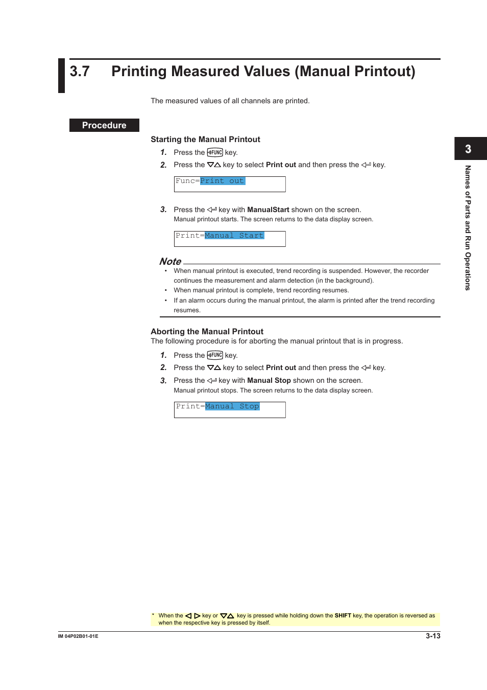 7 printing measured values (manual printout), 7 printing measured values (manual printout) -13, 7 prntng measured values (manual prntout) | Yokogawa µR20000 User Manual | Page 82 / 263