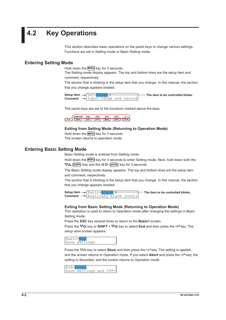 2 key operations, 2 key operations -2, 2 key operatons | Enterng settng mode, Enterng basc settng mode | Yokogawa µR20000 User Manual | Page 90 / 263