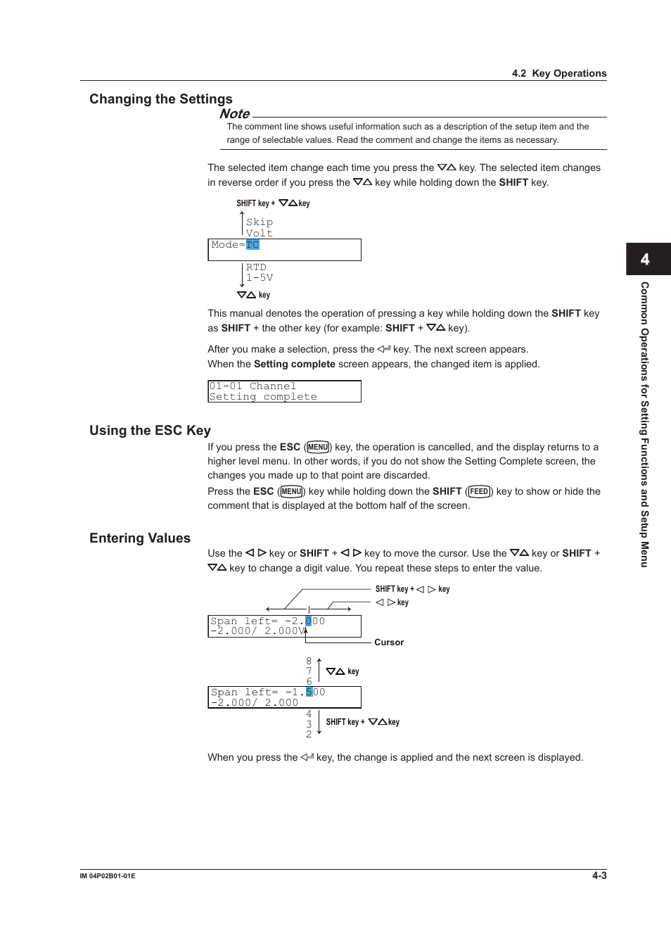 App index changng the settngs, Usng the esc key, Enterng values | Yokogawa µR20000 User Manual | Page 91 / 263