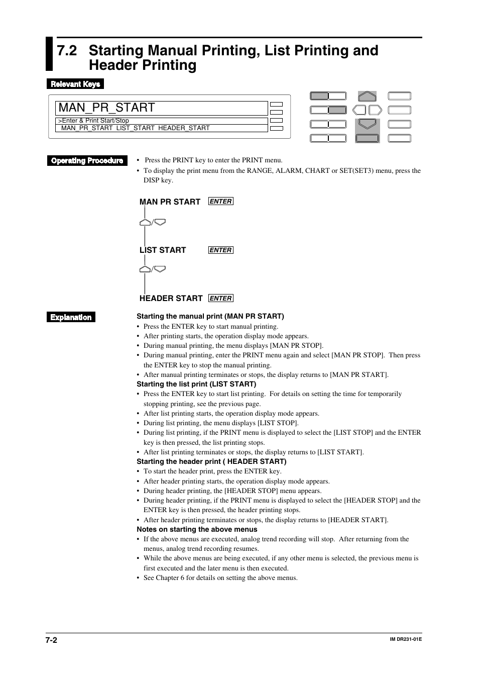 Man_pr_start, Man pr start list start header start | Yokogawa DR240 User Manual | Page 117 / 255