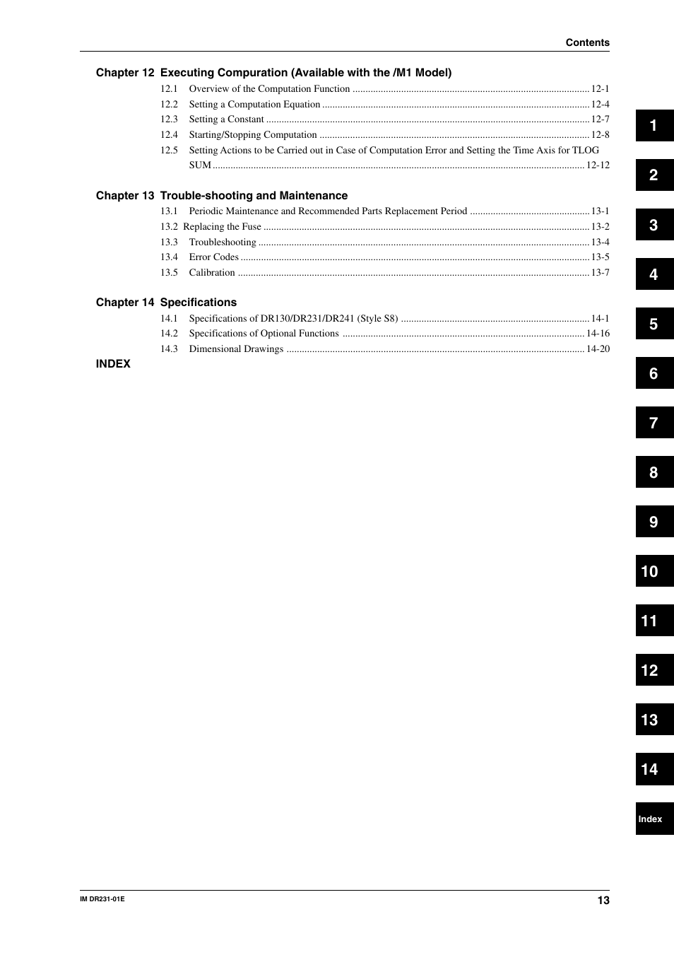 Yokogawa DR240 User Manual | Page 14 / 255