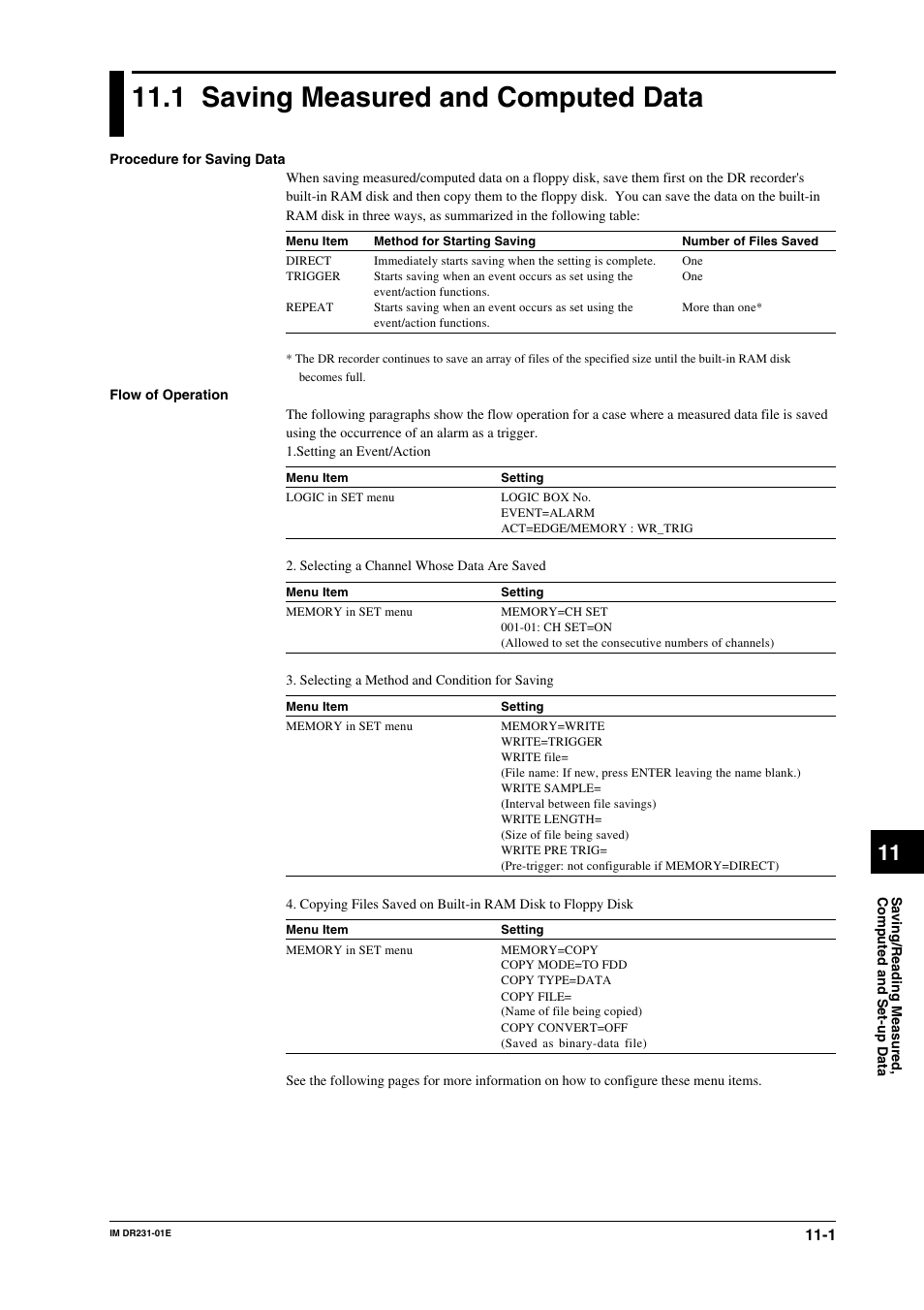 1 saving measured and computed data, 1 saving measured and computed data -1 | Yokogawa DR240 User Manual | Page 177 / 255