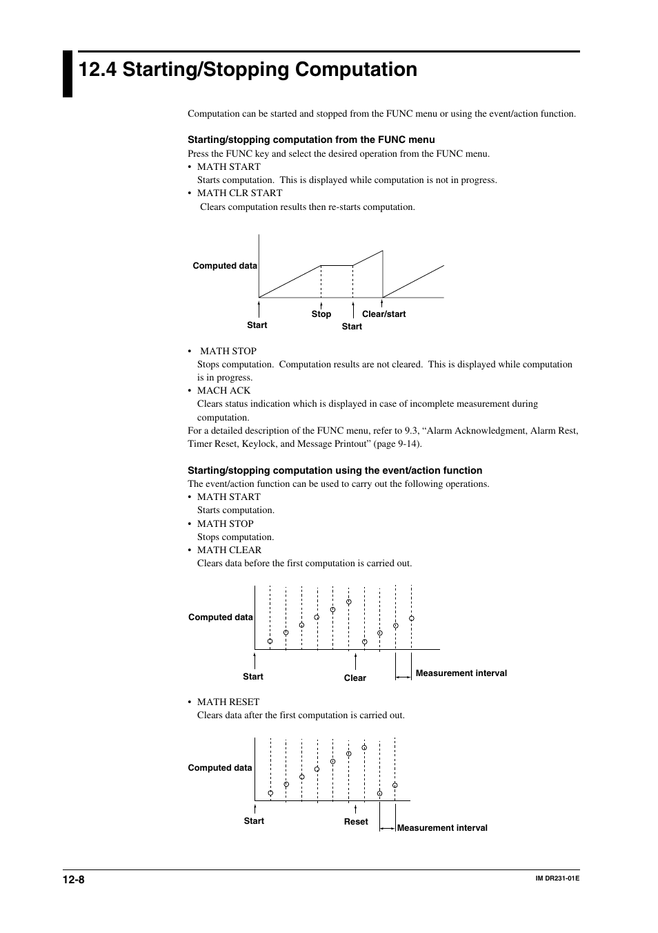 4 starting/stopping computation, Starting/stopping computation -8 | Yokogawa DR240 User Manual | Page 210 / 255