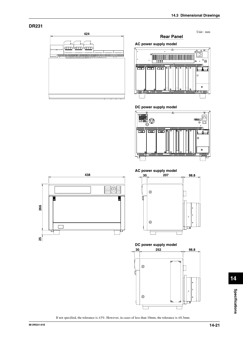Dr231, Rear panel | Yokogawa DR240 User Manual | Page 248 / 255