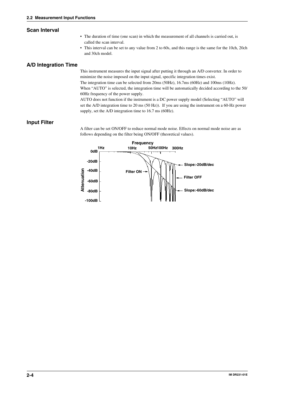 Scan interval, A/d integration time, Input filter | Yokogawa DR240 User Manual | Page 25 / 255