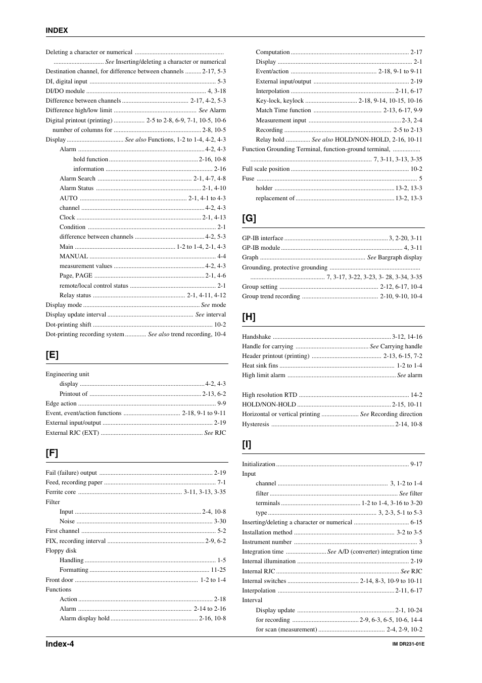 Index-4 | Yokogawa DR240 User Manual | Page 253 / 255