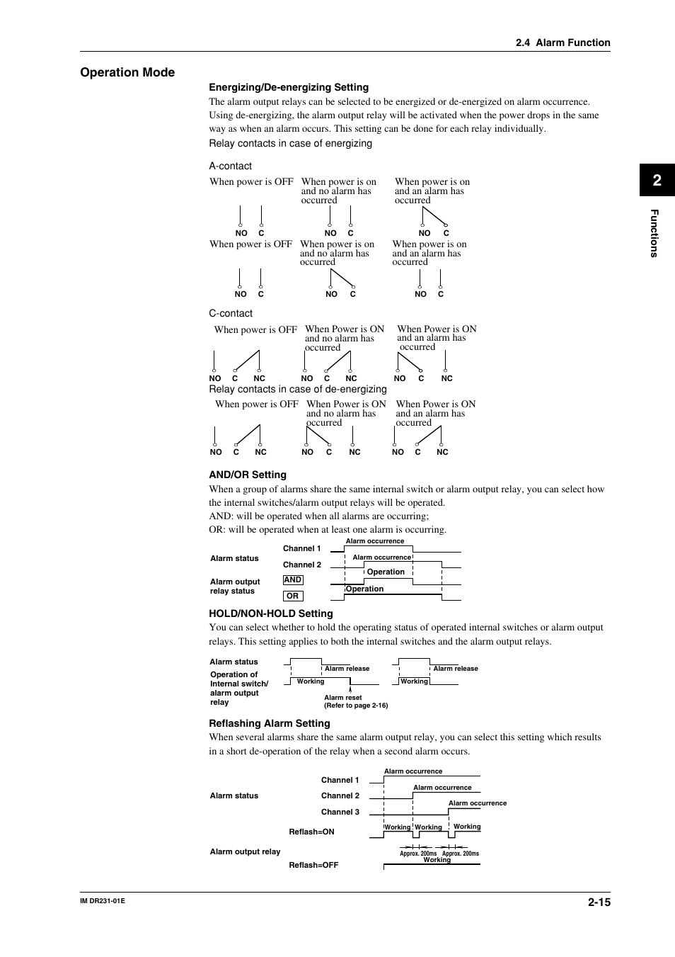 Operation mode | Yokogawa DR240 User Manual | Page 36 / 255