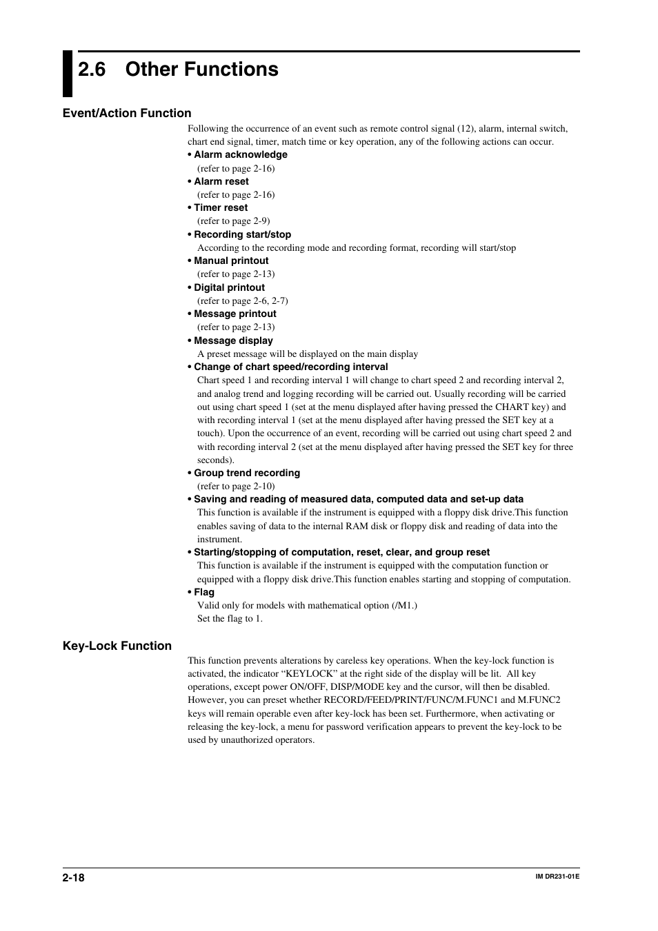 6 other functions, Other functions -18 | Yokogawa DR240 User Manual | Page 39 / 255