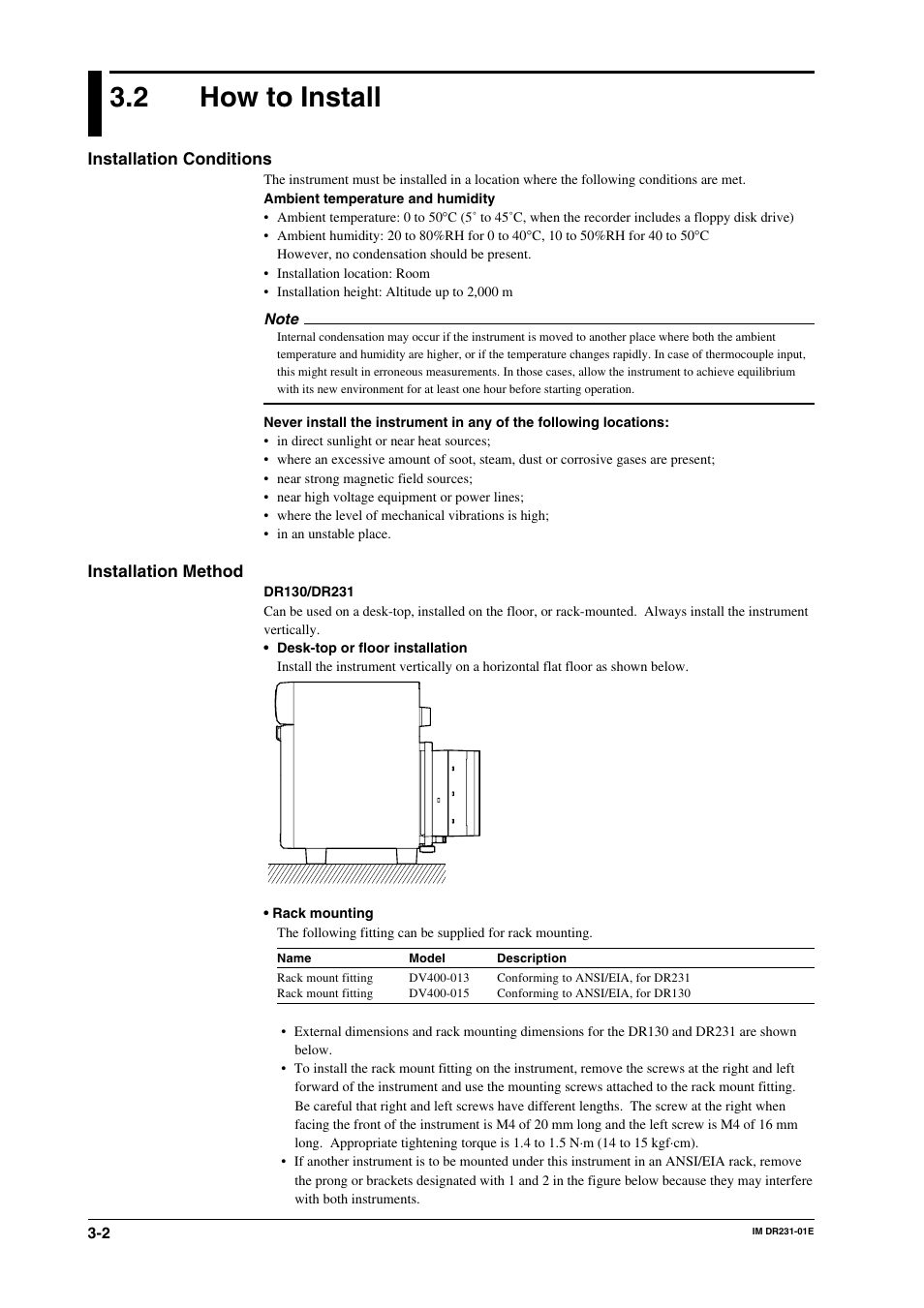 2 how to install, How to install -2 | Yokogawa DR240 User Manual | Page 43 / 255