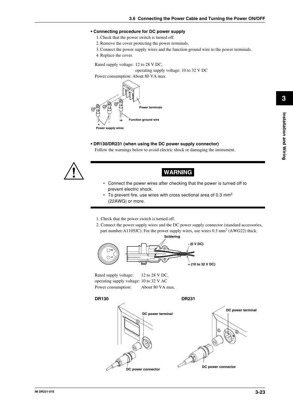 Warning | Yokogawa DR240 User Manual | Page 64 / 255