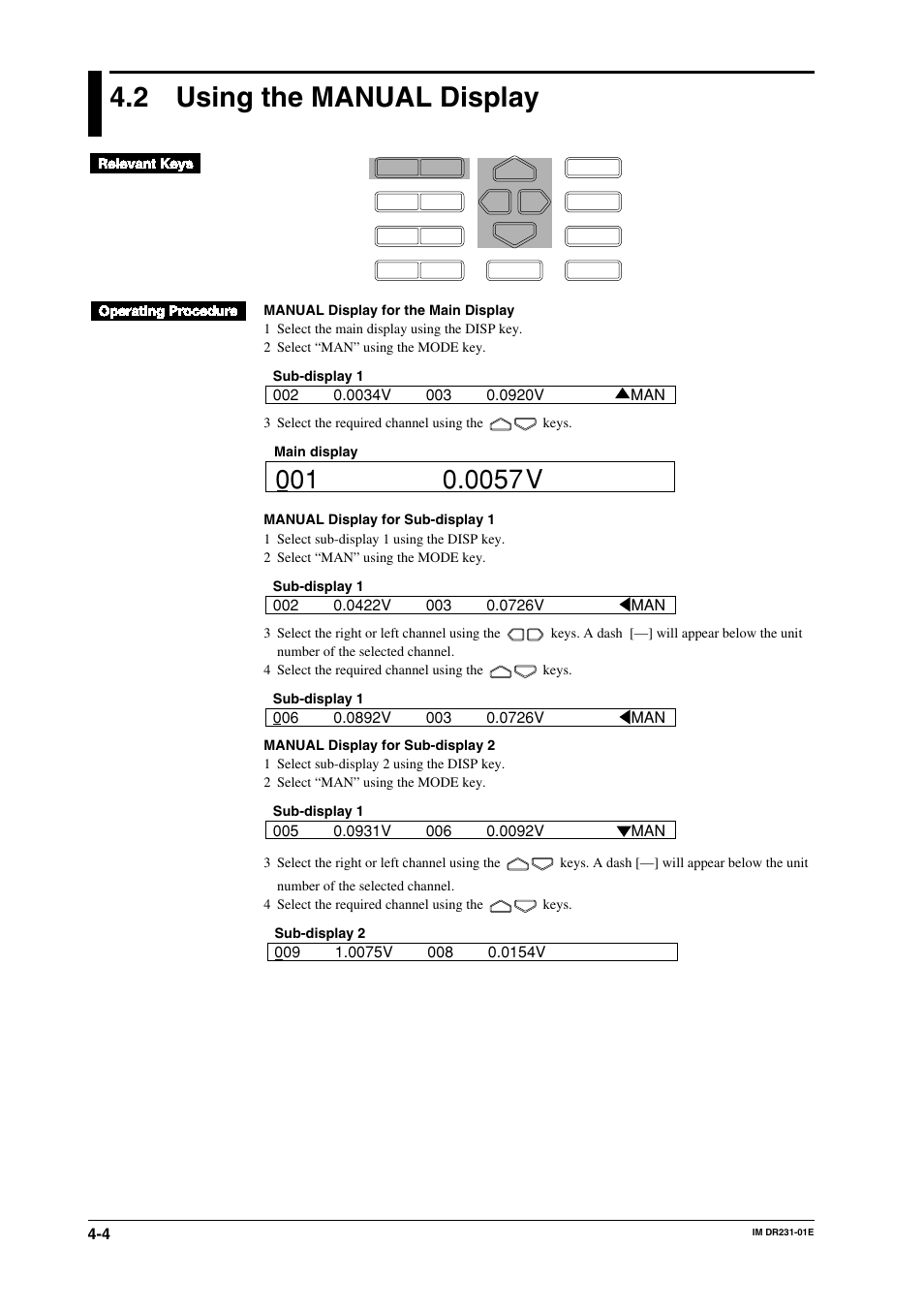 2 using the manual display, Using the manual display -4 | Yokogawa DR240 User Manual | Page 80 / 255