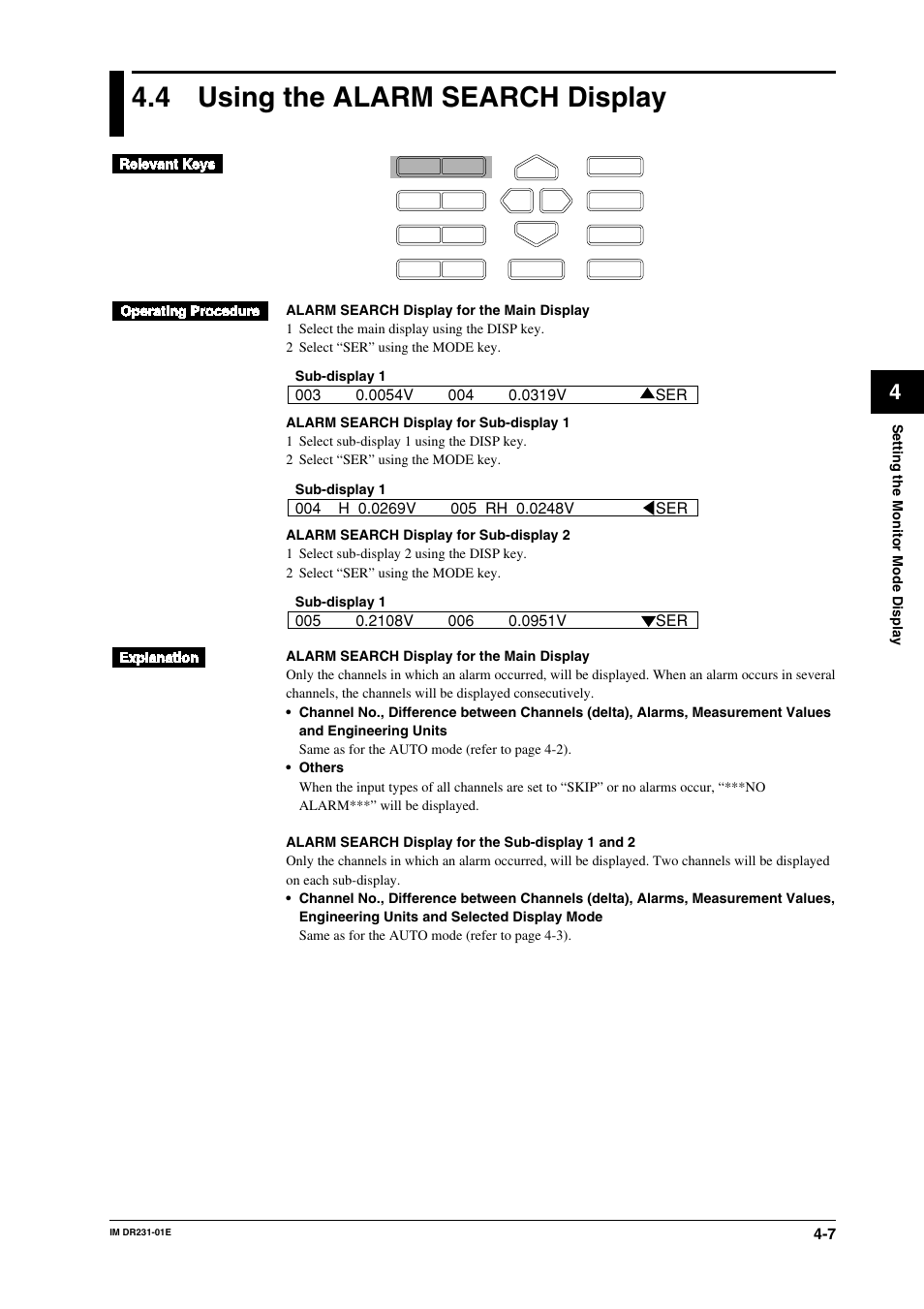 4 using the alarm search display, Using the alarm search display -7 | Yokogawa DR240 User Manual | Page 83 / 255