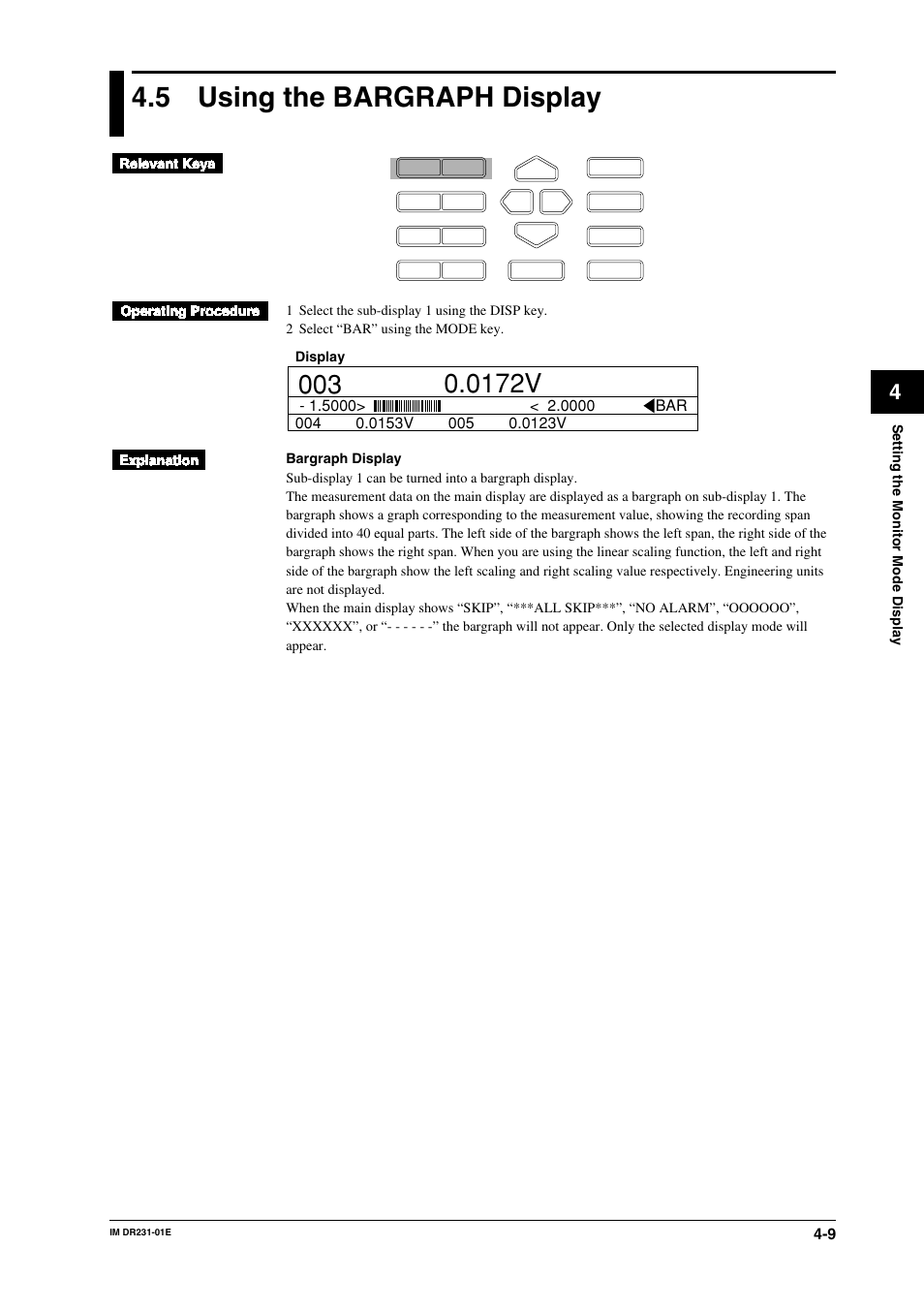 5 using the bargraph display, Using the bargraph display -9 | Yokogawa DR240 User Manual | Page 85 / 255