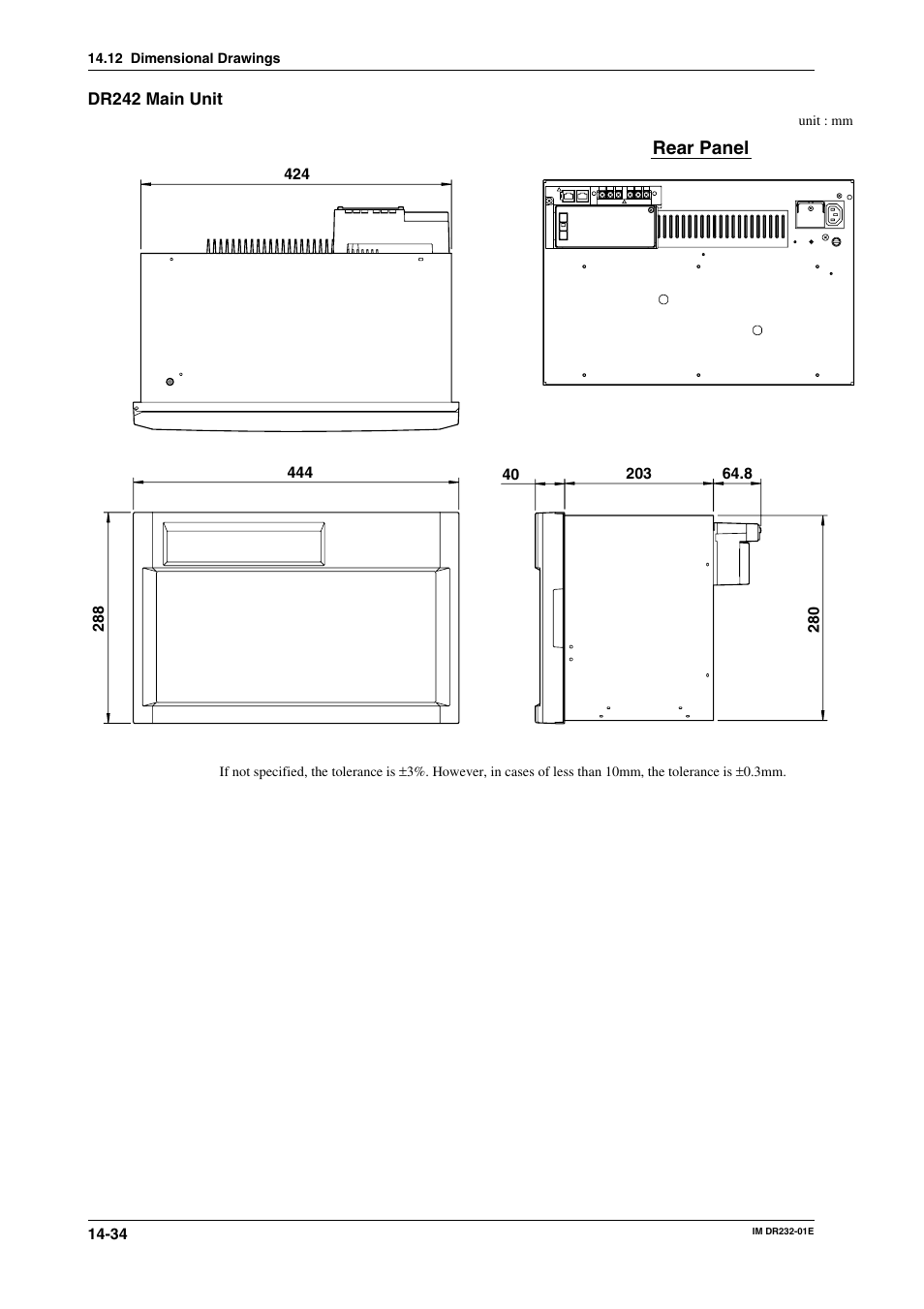 Rear panel | Yokogawa DR240 User Manual | Page 279 / 293