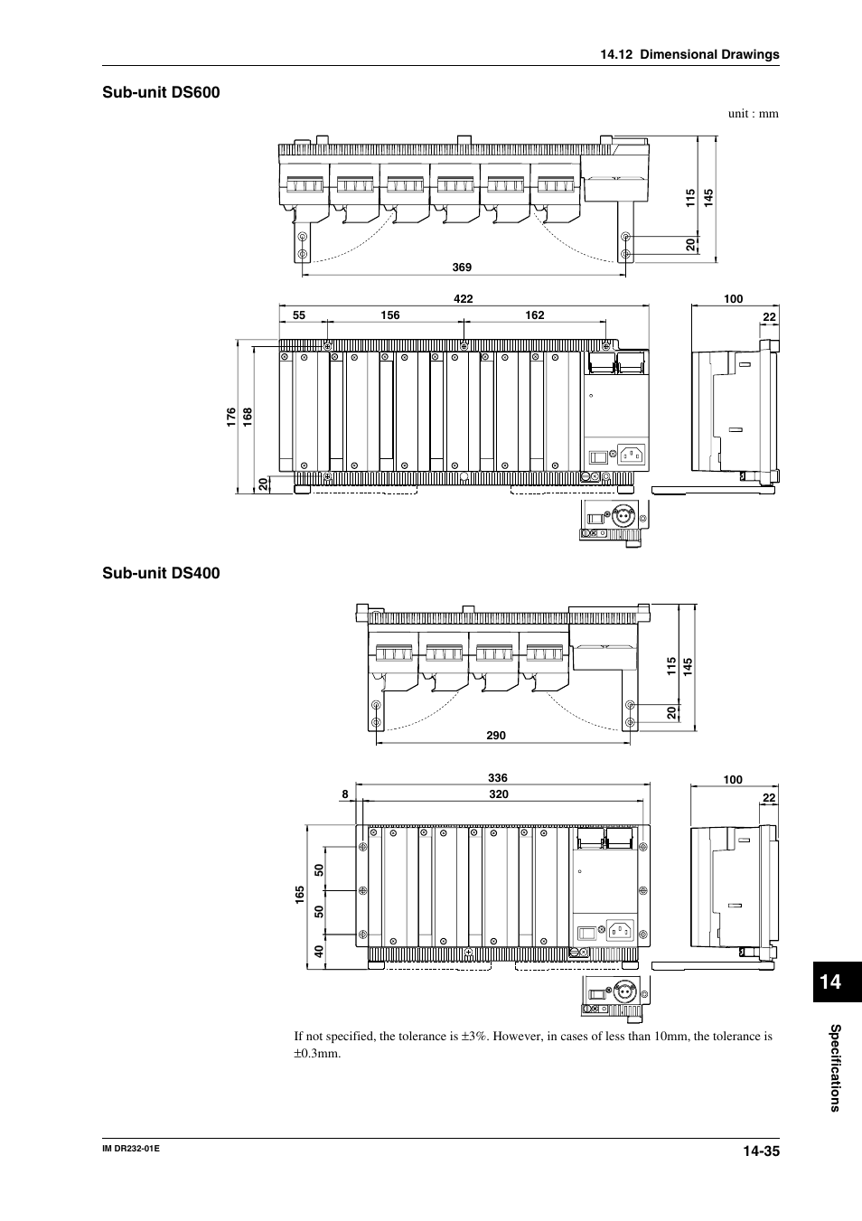 Sub-unit ds600, Sub-unit ds400 | Yokogawa DR240 User Manual | Page 280 / 293