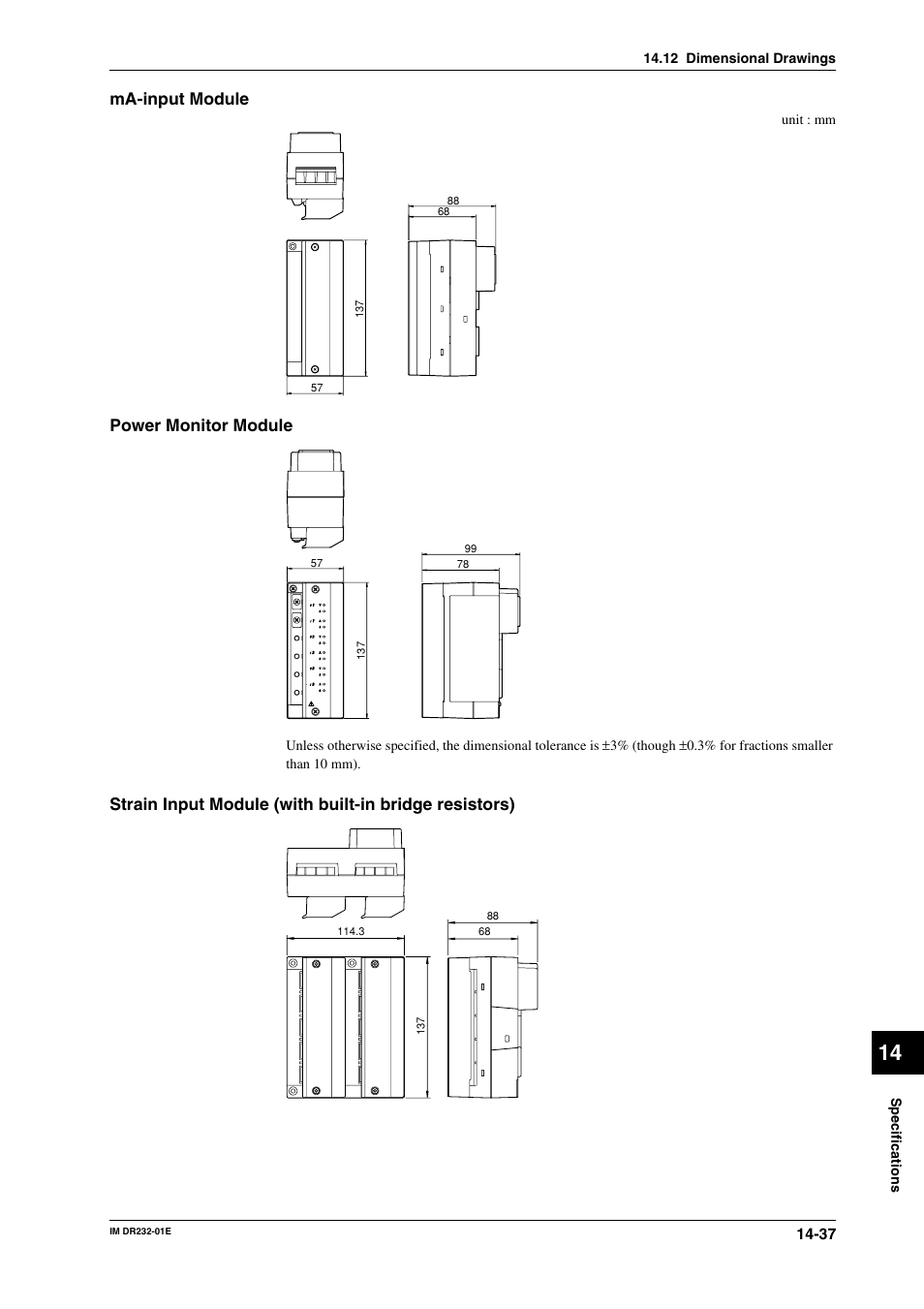 Ma-input module, Power monitor module | Yokogawa DR240 User Manual | Page 282 / 293