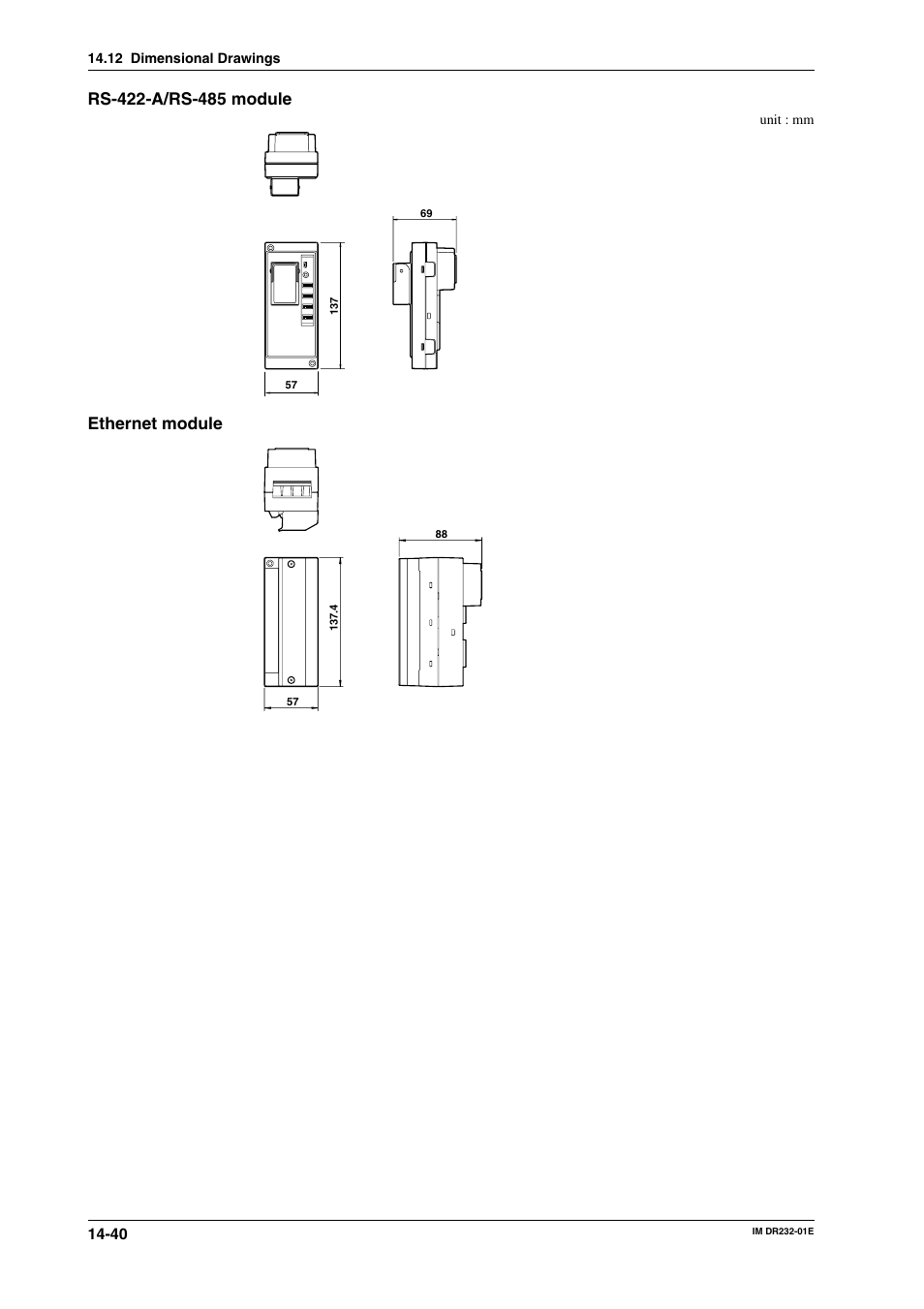 Ethernet module | Yokogawa DR240 User Manual | Page 285 / 293