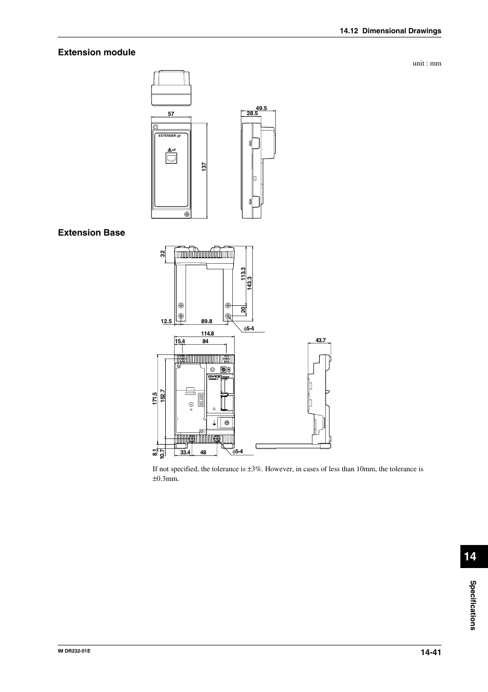 Extension module, Extension base | Yokogawa DR240 User Manual | Page 286 / 293