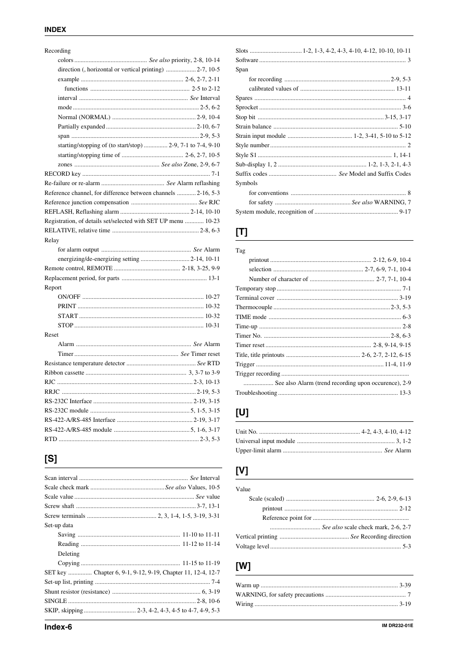 Index-6 | Yokogawa DR240 User Manual | Page 292 / 293