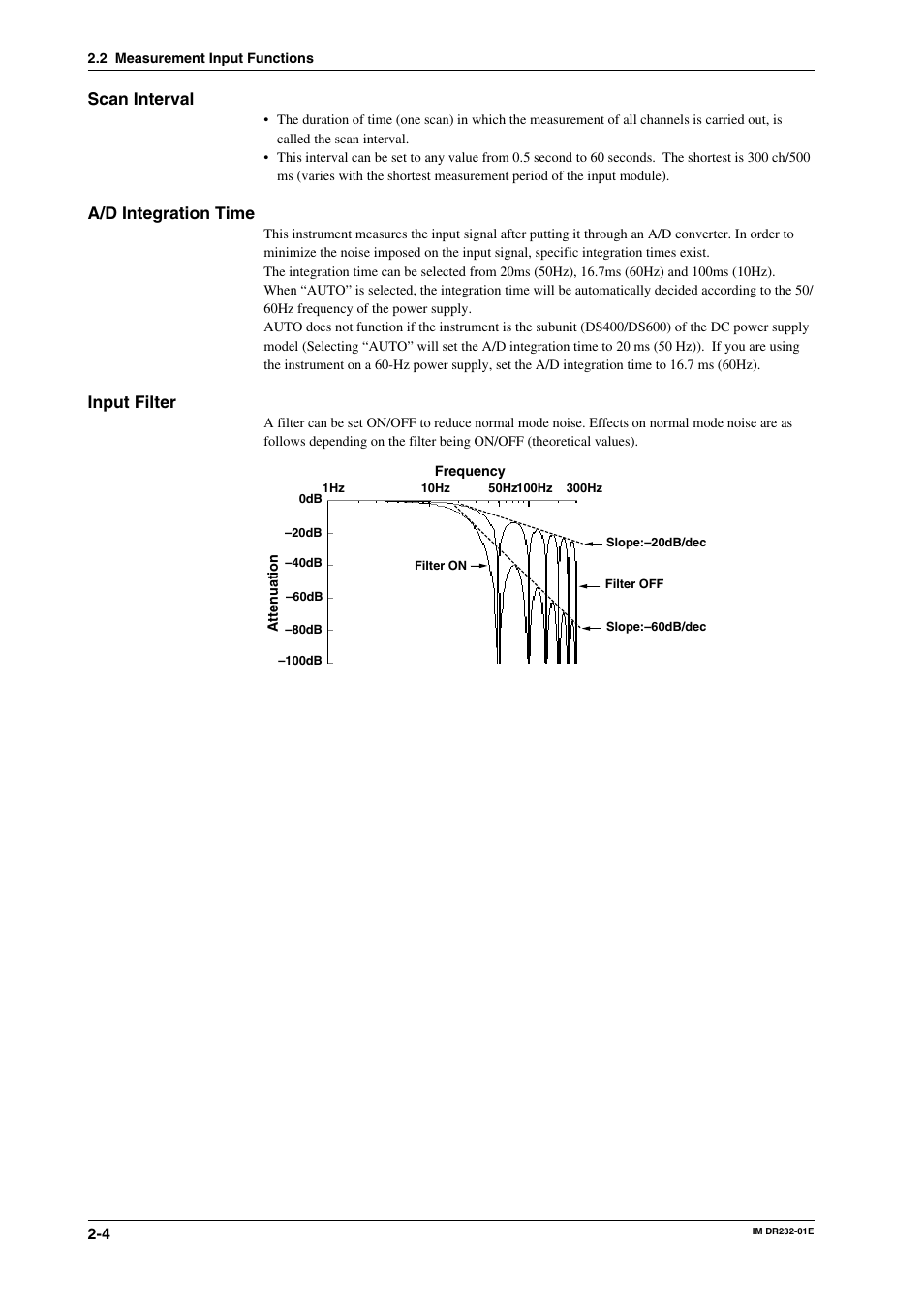 Scan interval, A/d integration time, Input filter | Yokogawa DR240 User Manual | Page 30 / 293