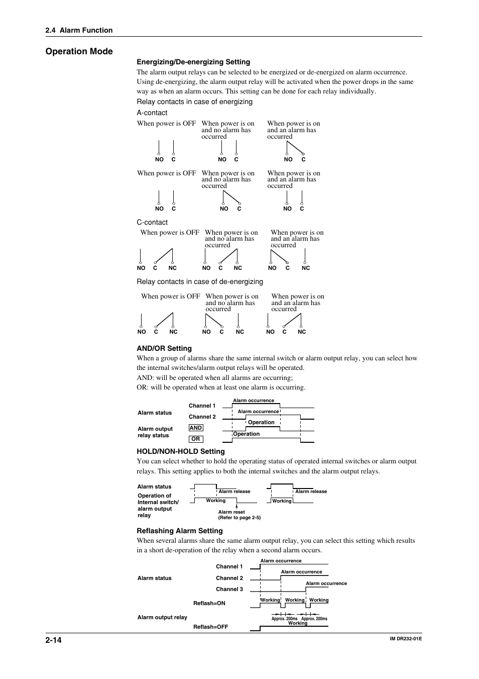 Operation mode | Yokogawa DR240 User Manual | Page 40 / 293