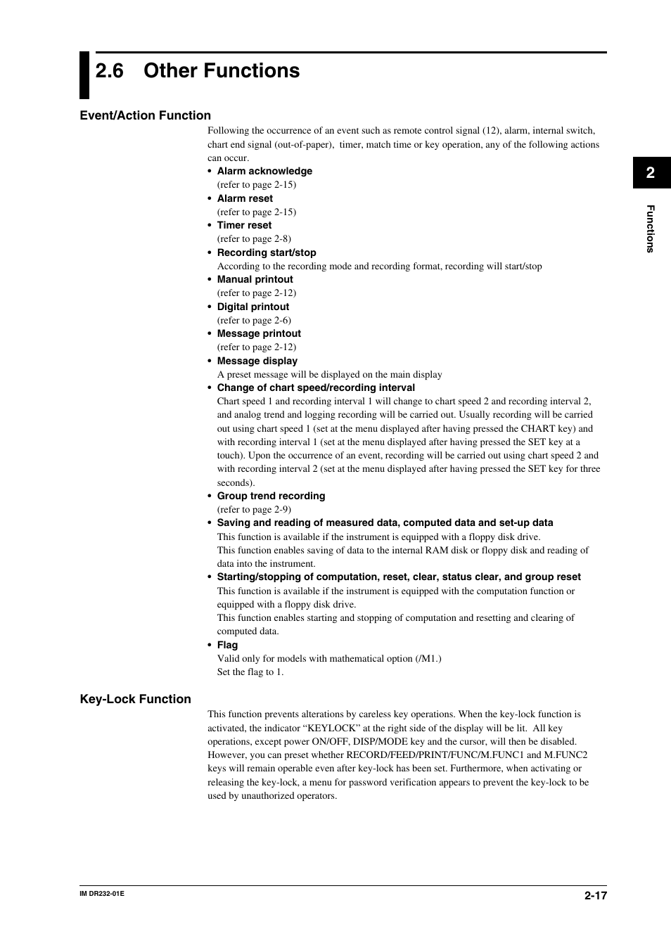 6 other functions, Other functions -17 | Yokogawa DR240 User Manual | Page 43 / 293