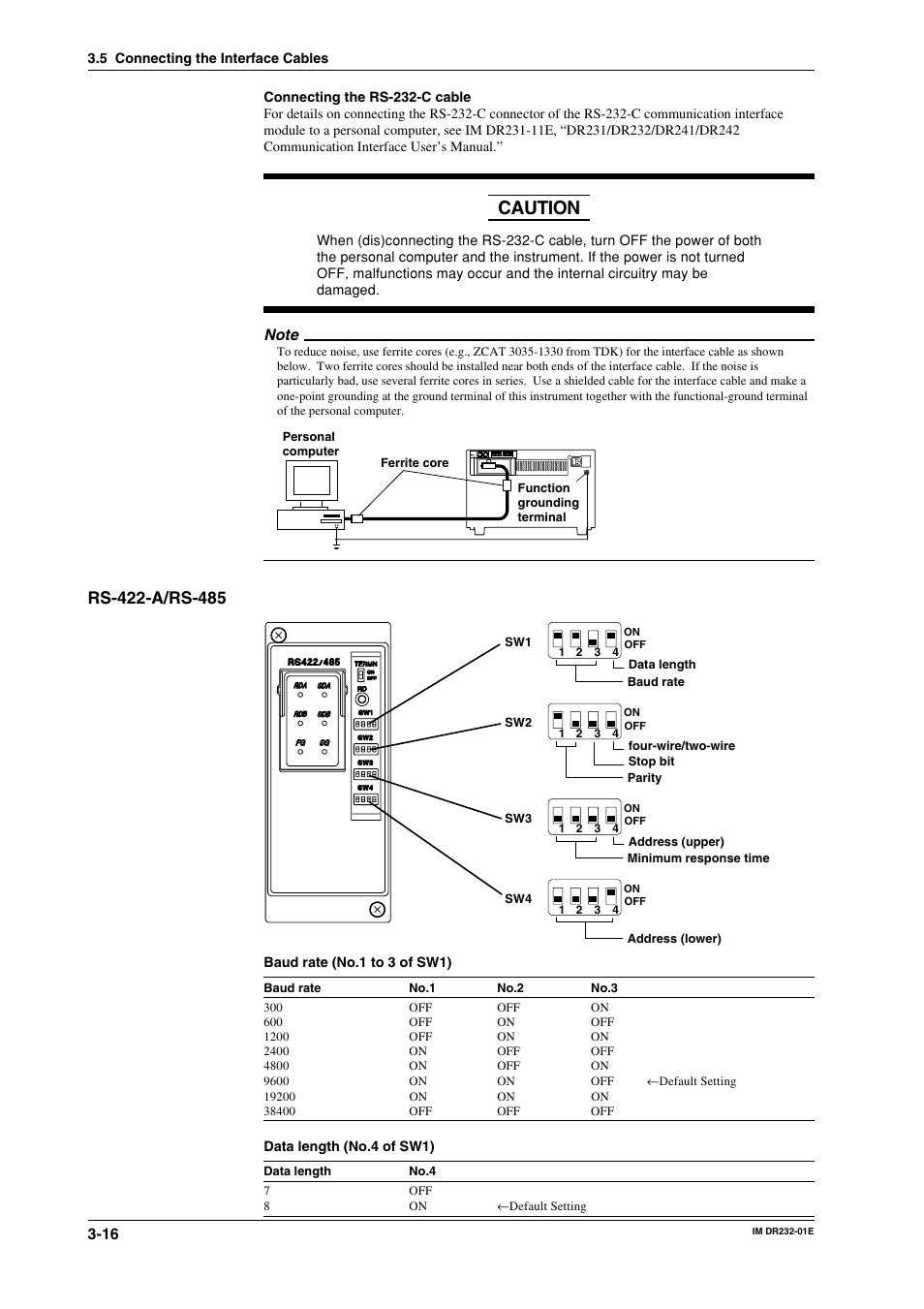 Caution | Yokogawa DR240 User Manual | Page 61 / 293