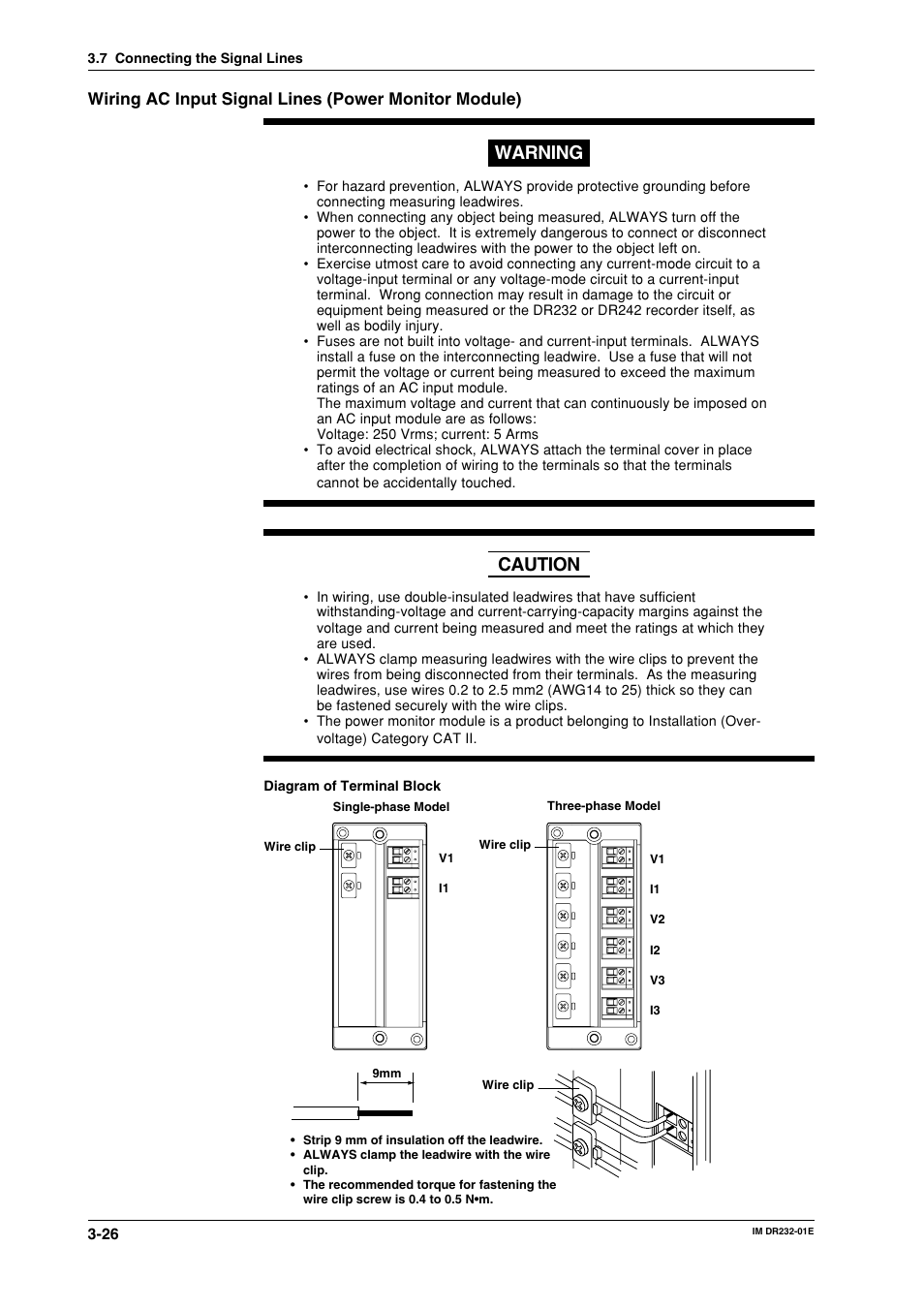 Warning, Caution | Yokogawa DR240 User Manual | Page 71 / 293