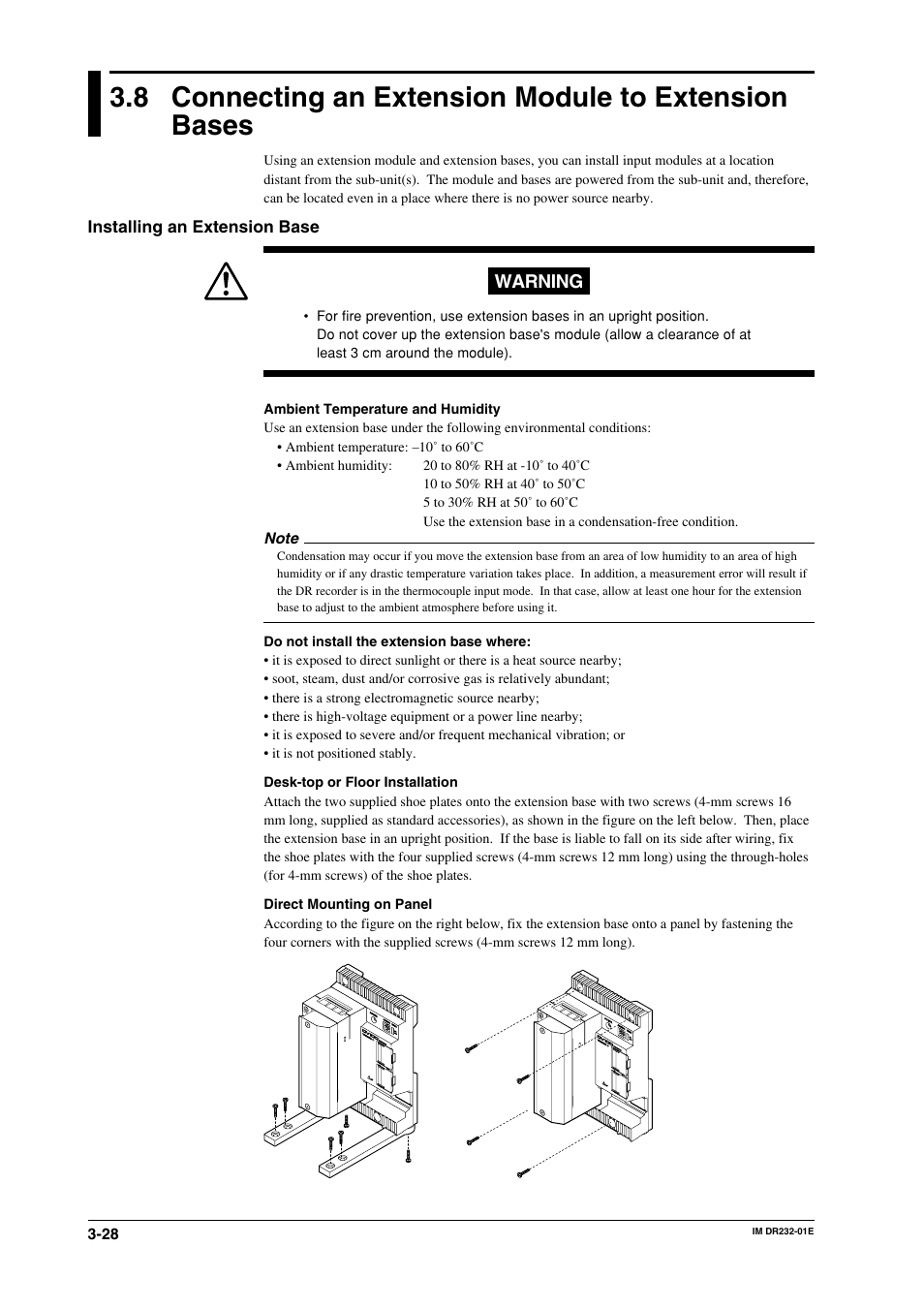 Warning | Yokogawa DR240 User Manual | Page 73 / 293