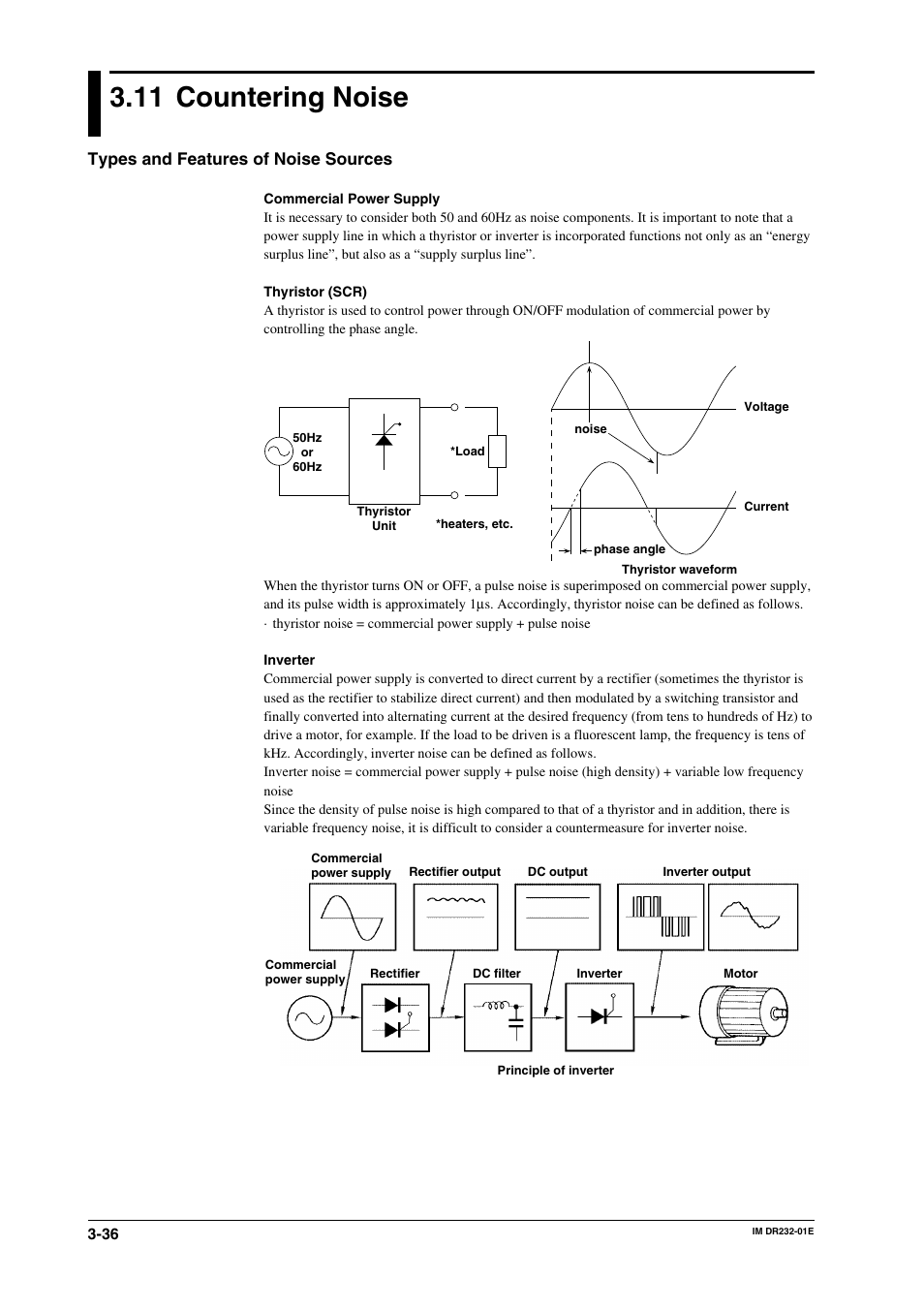 11 countering noise, Countering noise -36, Types and features of noise sources | Yokogawa DR240 User Manual | Page 81 / 293