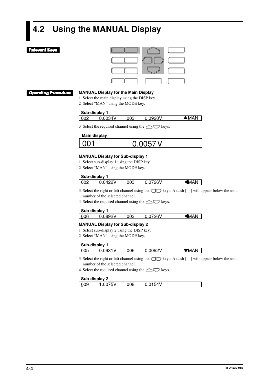 2 using the manual display, Using the manual display -4 | Yokogawa DR240 User Manual | Page 94 / 293