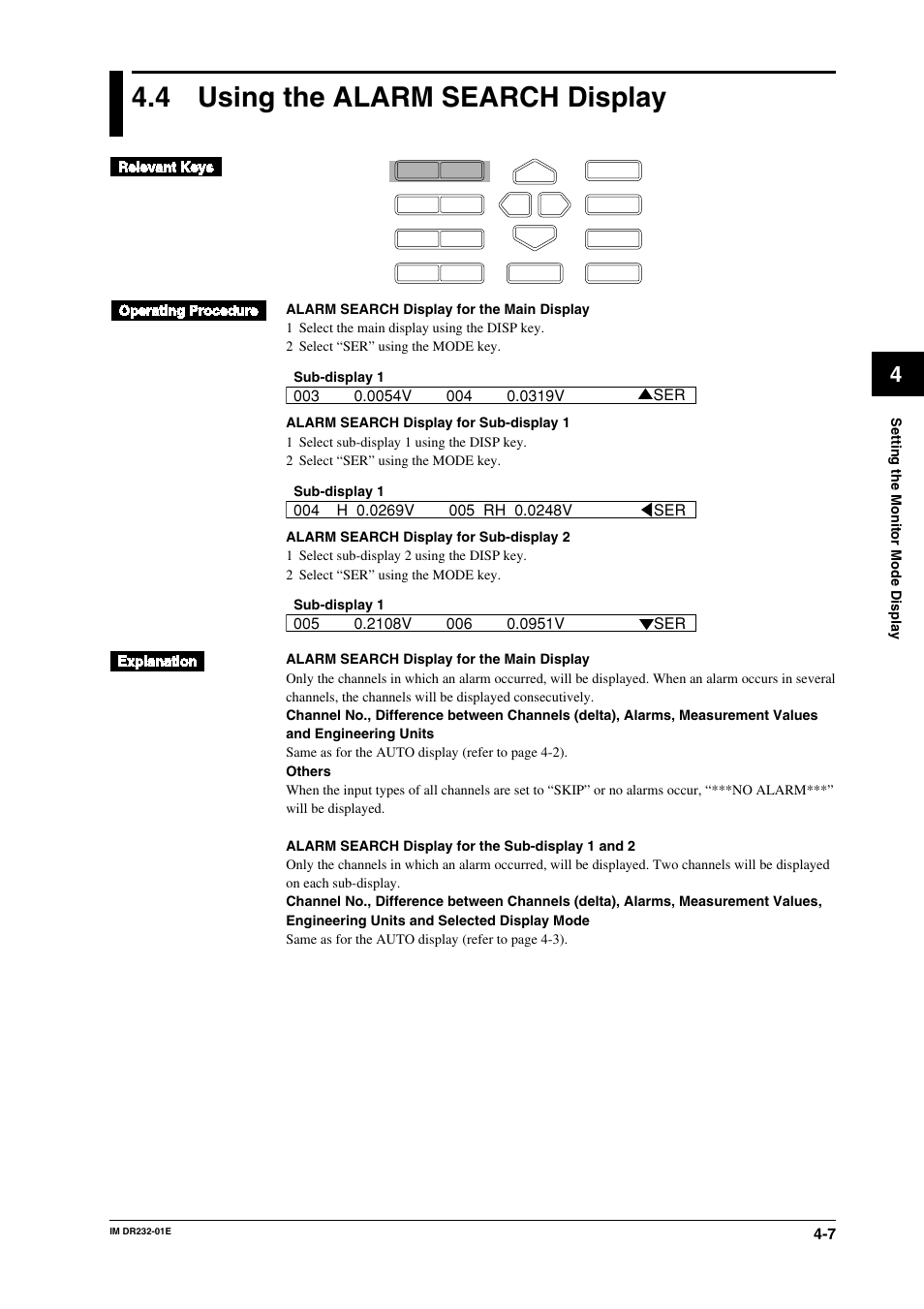 4 using the alarm search display, Using the alarm search display -7 | Yokogawa DR240 User Manual | Page 97 / 293