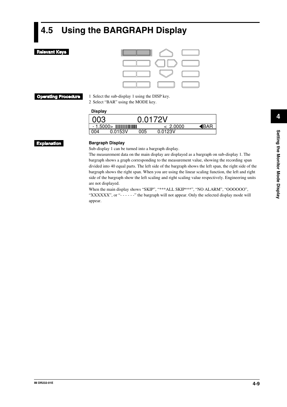 5 using the bargraph display, Using the bargraph display -9 | Yokogawa DR240 User Manual | Page 99 / 293