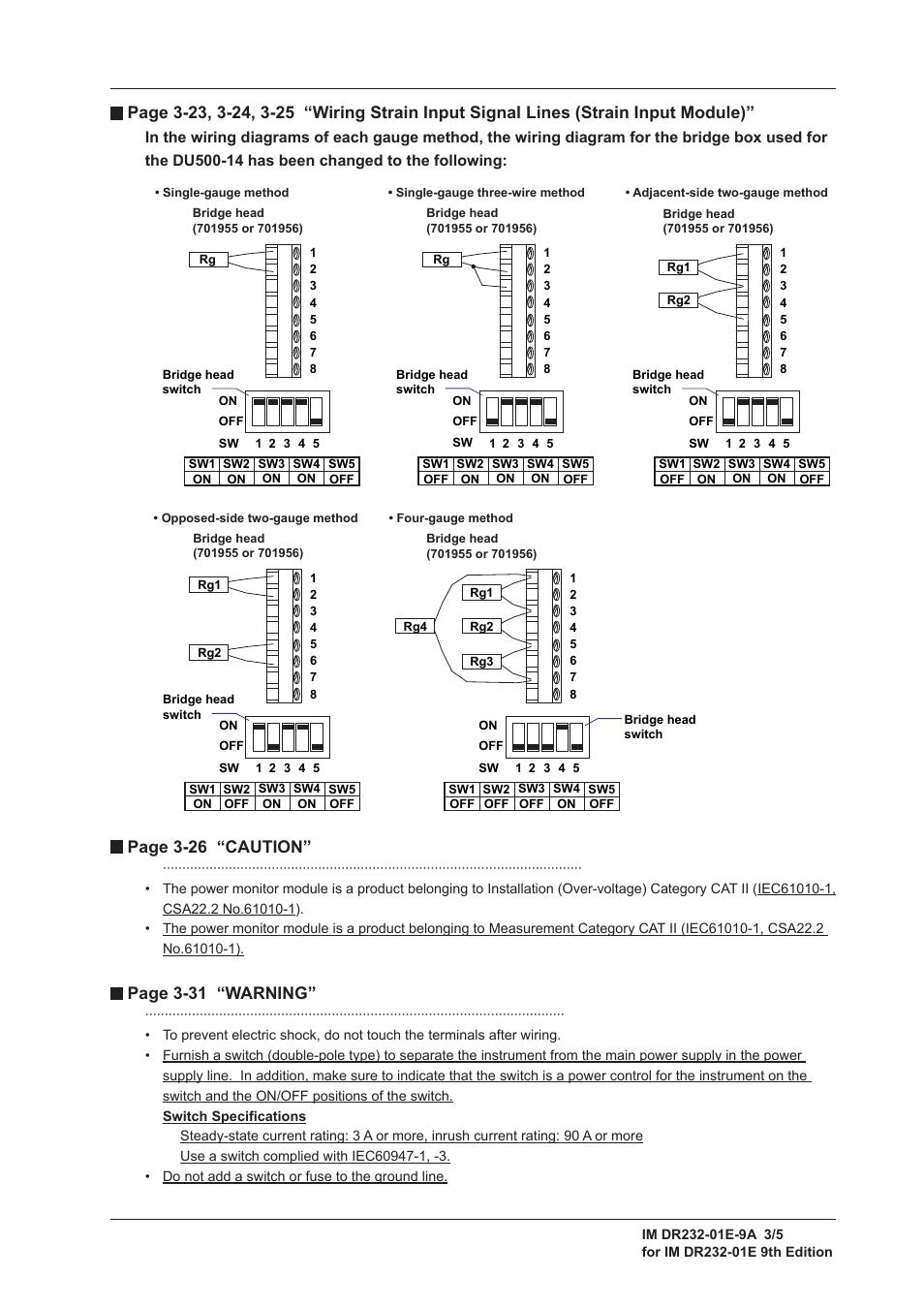 Page 3-26 “caution, Page 3-31 “warning | Yokogawa DR240 User Manual | Page 3 / 5