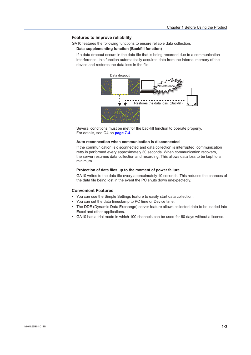 Features to improve reliability, Convenient features | Yokogawa Data Logging Software GA10 User Manual | Page 13 / 94